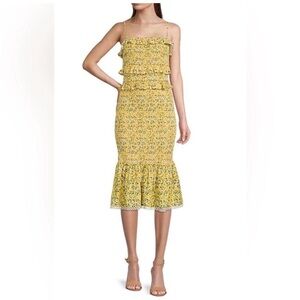 Antonio Melani Adalee Printed Yellow Lemon Dress Size 4 NWT